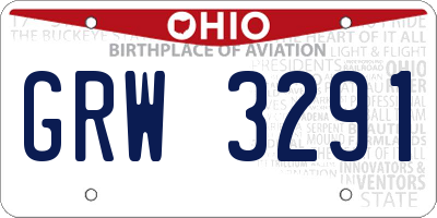 OH license plate GRW3291