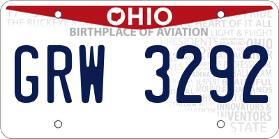 OH license plate GRW3292