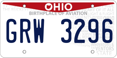 OH license plate GRW3296