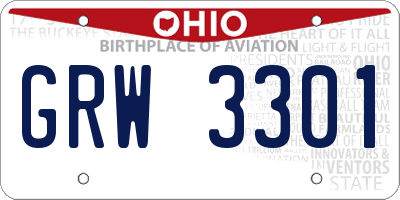 OH license plate GRW3301