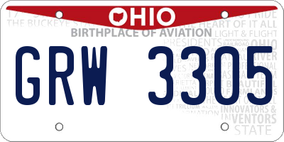 OH license plate GRW3305