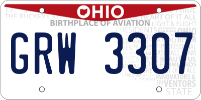 OH license plate GRW3307