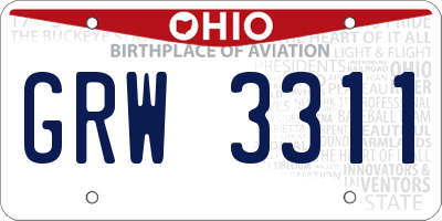 OH license plate GRW3311