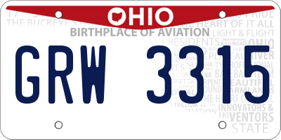 OH license plate GRW3315