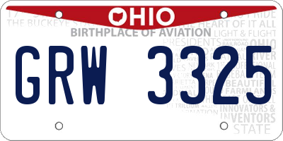 OH license plate GRW3325