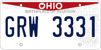 OH license plate GRW3331