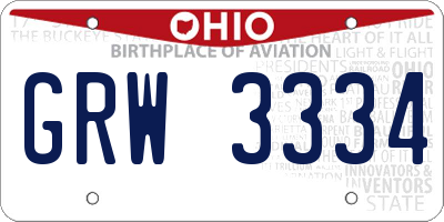 OH license plate GRW3334