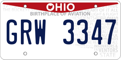 OH license plate GRW3347