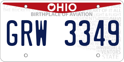 OH license plate GRW3349