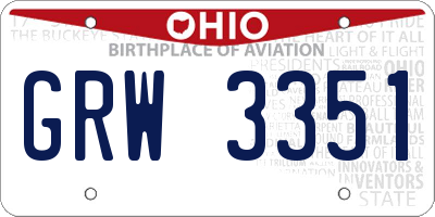 OH license plate GRW3351