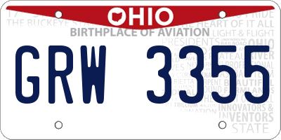 OH license plate GRW3355