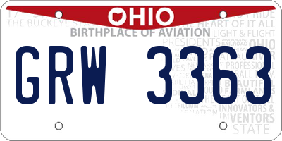 OH license plate GRW3363