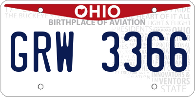 OH license plate GRW3366