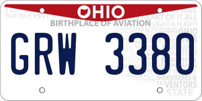 OH license plate GRW3380
