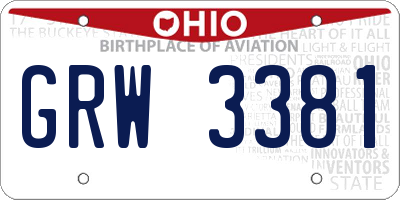 OH license plate GRW3381