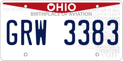 OH license plate GRW3383