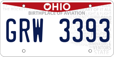 OH license plate GRW3393
