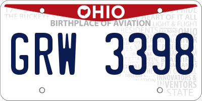 OH license plate GRW3398