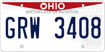 OH license plate GRW3408