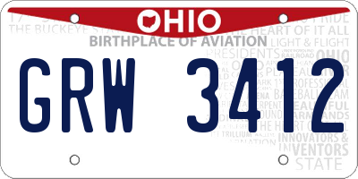 OH license plate GRW3412