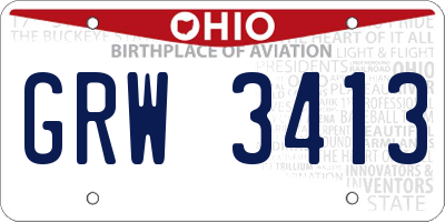 OH license plate GRW3413