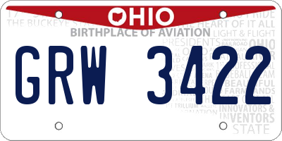 OH license plate GRW3422