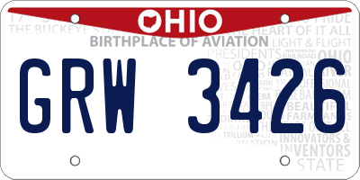 OH license plate GRW3426
