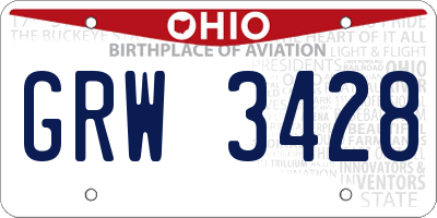 OH license plate GRW3428