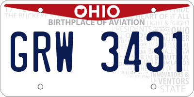 OH license plate GRW3431