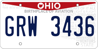 OH license plate GRW3436
