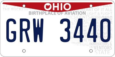 OH license plate GRW3440