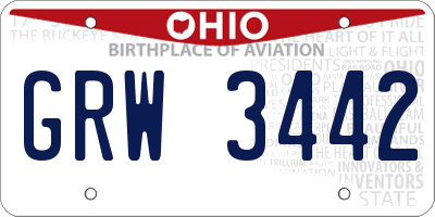 OH license plate GRW3442