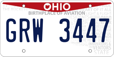 OH license plate GRW3447