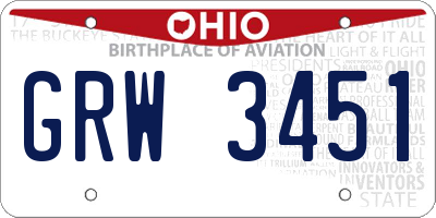 OH license plate GRW3451