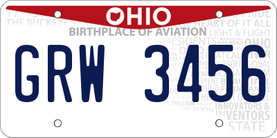 OH license plate GRW3456