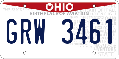 OH license plate GRW3461