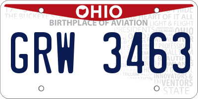 OH license plate GRW3463