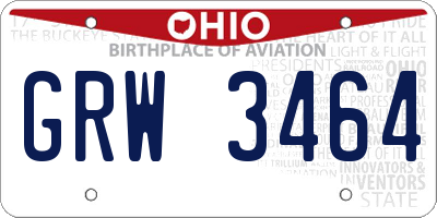 OH license plate GRW3464