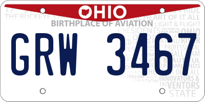 OH license plate GRW3467