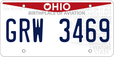 OH license plate GRW3469