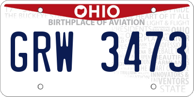 OH license plate GRW3473