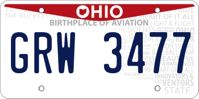 OH license plate GRW3477