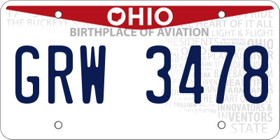 OH license plate GRW3478