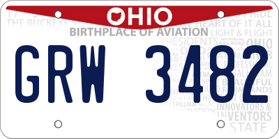 OH license plate GRW3482
