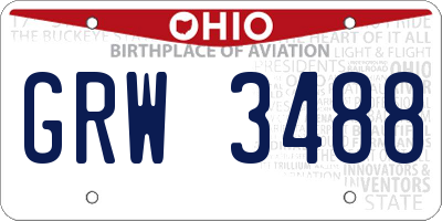 OH license plate GRW3488