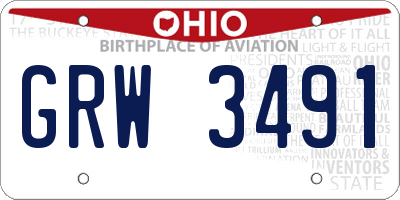 OH license plate GRW3491