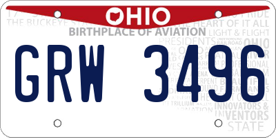 OH license plate GRW3496