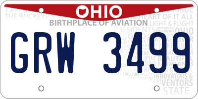 OH license plate GRW3499