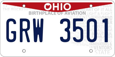 OH license plate GRW3501
