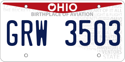 OH license plate GRW3503